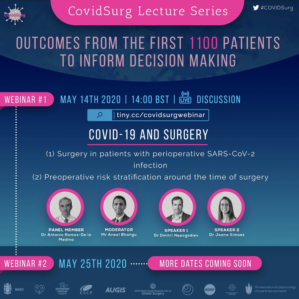 aneelbhangu's tweet photo. We need to quickly disseminate data driven knowledge to support the surgical response to #COVID19, whilst assuring quality of that data. Please register&amp;watch live, or watch later. This data-driven series will help inform early safety and the 2021 new normal. @CovidSurg https://t.co/9BItPkAYCE