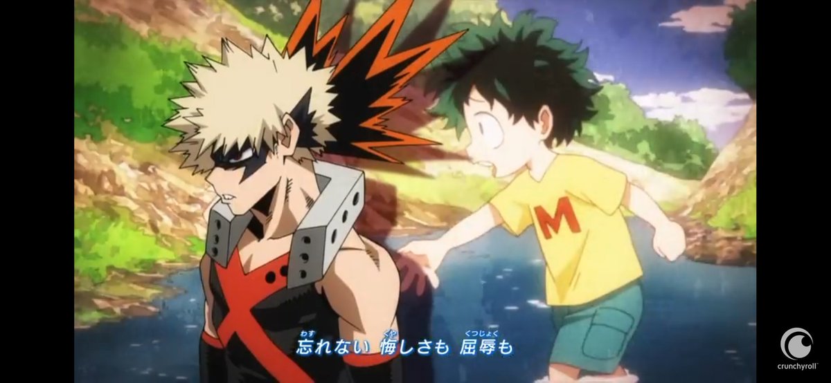 Kacchan instead thinks of his past with Deku and everytime he has "saved" him Which to me shows us that at this point, Kacchan still thought that Deku was looking down on him and still doesn't know how to deal with it, hence the reason why this is his main obstacle