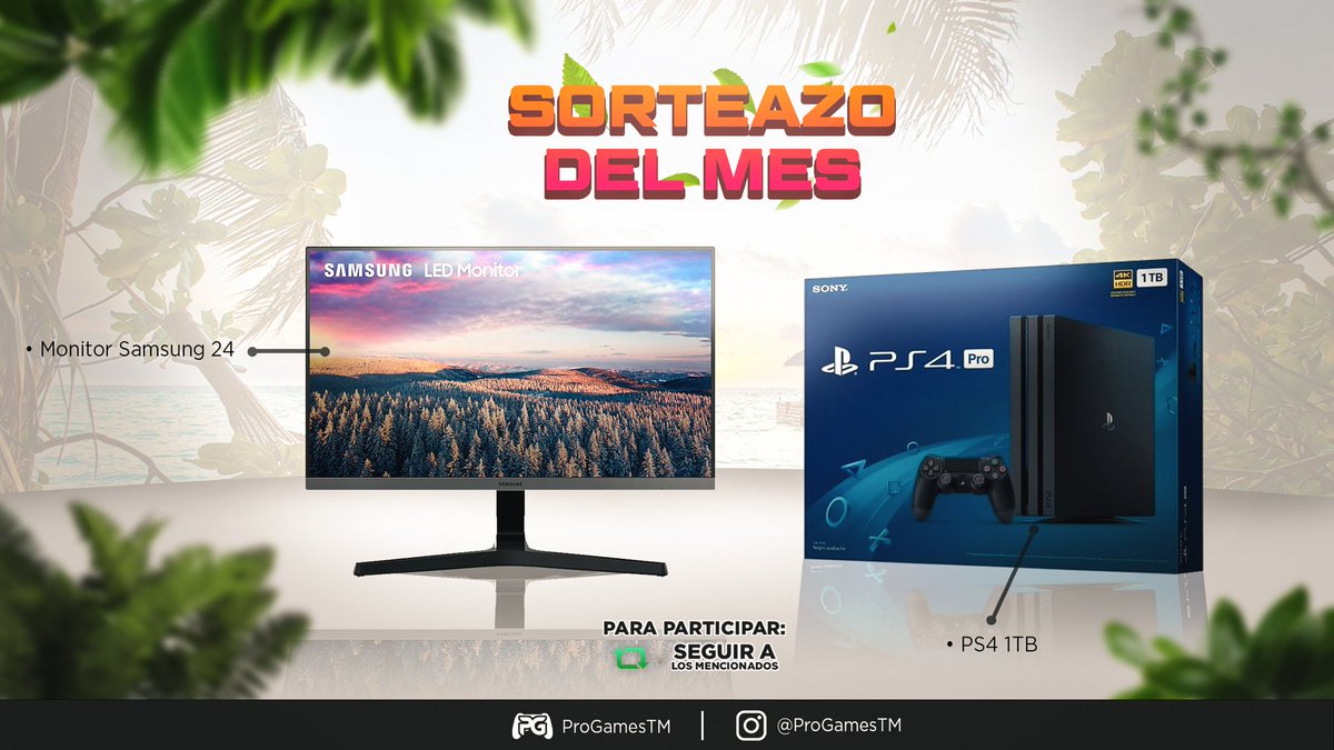 💥🎁 #SORTEAZO DEL MES💥

🔹MONITOR 24 PULGADAS
🔹️PS4 1TB

➡Para participar: Haz RT🔁, Sigue a <a href="/ProGamesTM/">PRO GAMES™🎮</a> y <a href="/Virtual_Sracing/">Virtual SimRacing</a>

📅Termina: 09/06

¡SUERTE! 🍀