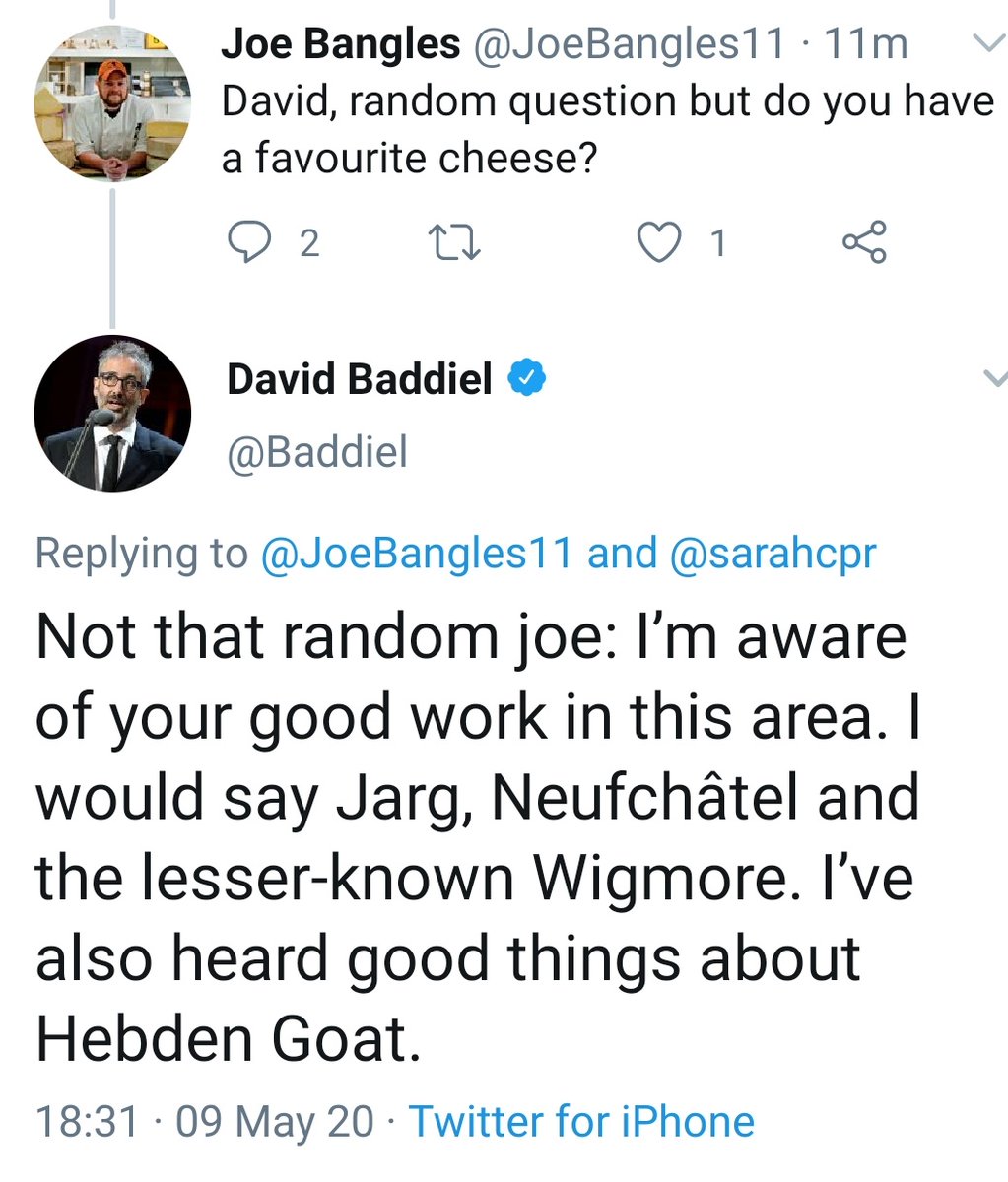 Thank you  @Baddiel and  @vernonkay for your cheese choices.  @gillinghamjoe thanks for answering, sort of  #cheese