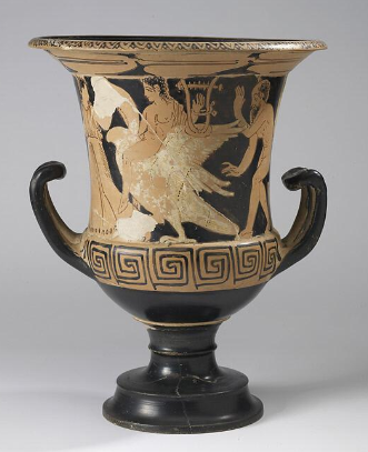 Ritterton's tweet photo. This #Faliscan #calyx #krater from #Eturia -- you just want to ask what is the back story? we got 2 lyre players riding either a dolphin or a swan. Poseidon v. Apollo for the music win? 
Paging @DocCrom @LloydLlewJ @greekhistorypod @Chapps
@ROMtoronto
@Satyrday bonus item https://t.co/TZV5r5oYEW