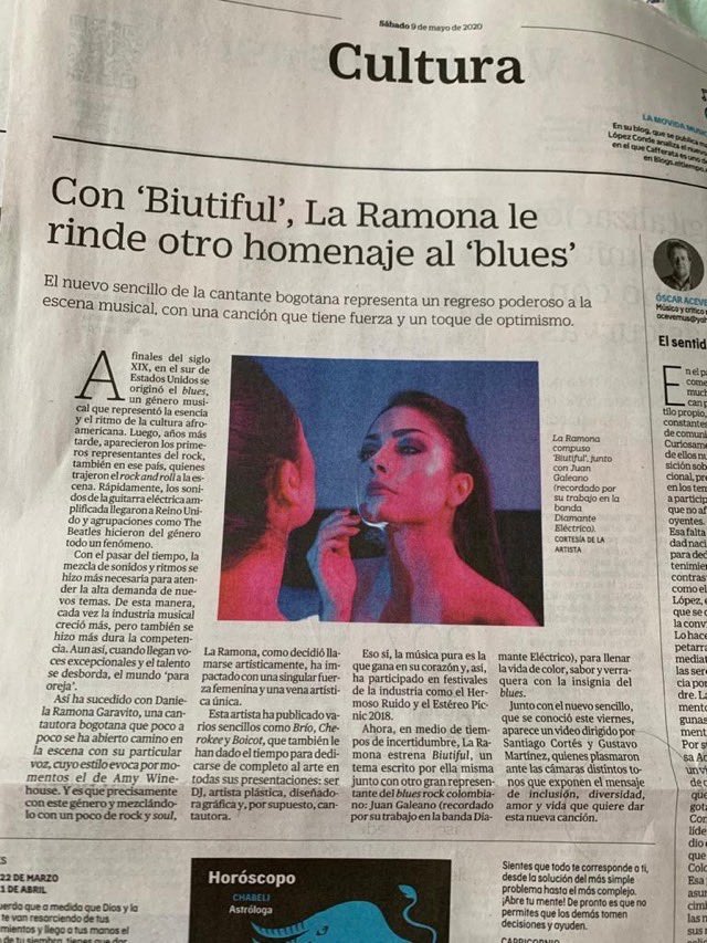 laramonamusic's tweet image. GRACIAS a @ELTIEMPO por esto!!!! No puedo de la felicidad!!! 😭😍♥️☄️ #Biutiful #BiutifulSomosTodos #LaRamona #Colombia #Music