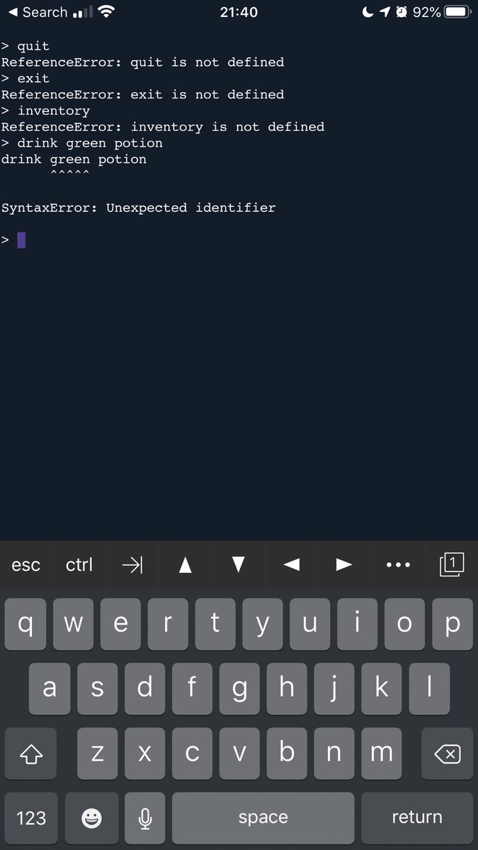 Trying to exit the node interpreter