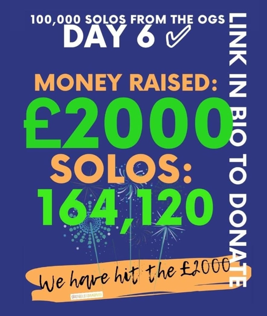 So we have hit the £2k mark! Great work from all so far, but lets get one final push for the last day tomorrow. Maybe we can see how many parents are brave enough to show off their solo skills and tip us over 200,000 for the week!!!