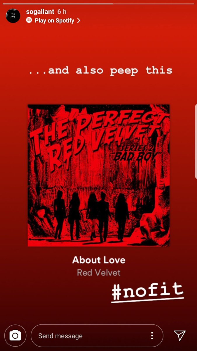 Gallant posted a screenshot of him listening to Red Velvet's About Love on his Instagram story.