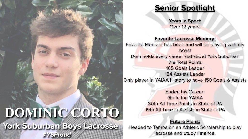 The following Boys Lacrosse Seniors are featured below:

Khirie Bair
Garth Barclay
Devon Brown
Dominic Corto

Thank You for the impact you have made we look forward to following your continued success! 2/5
#YSProud