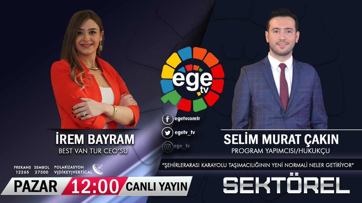 ademerdagiegetv's tweet photo. #CANLIYAYIN 
Yarın saat 12.00’de Hukukçu @AvSelimMCakin 'ın konuğu @BestVanTurizm CEO’su İrem BAYRAM canlı yayınla Ege Tv ekranlarında olacak. Covid-19 sürecinin Şehirlerarası Karayolu taşımacılığındaki hukuki yansımalar ve sektördeki diğer gelişmeleri konuşulacak. https://t.co/nmWmtxjakH