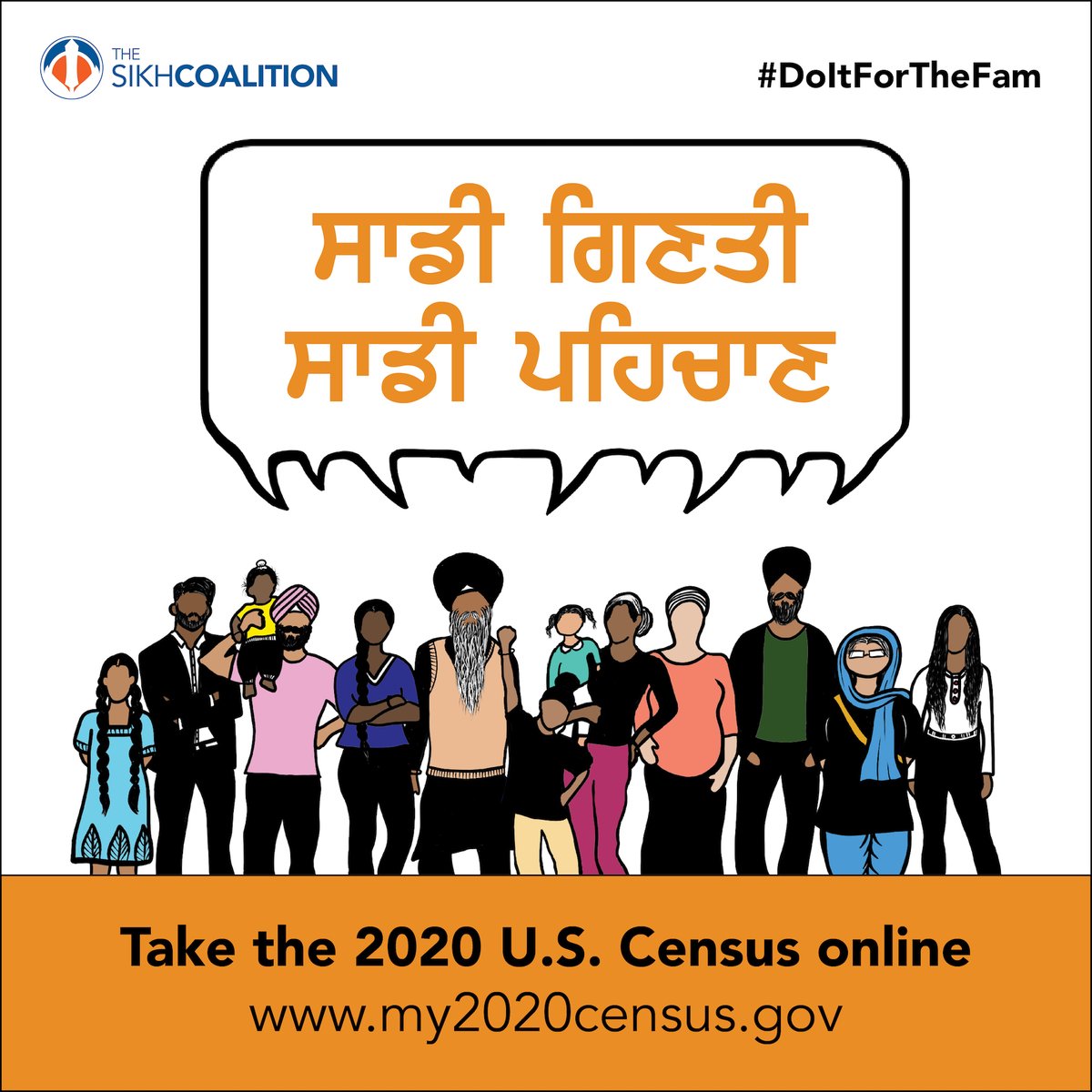 sikh_coalition's tweet photo. Submitting your census online at https://t.co/LB6EOA2I2j is easy. Ask your parents and grandparents if you can help them get counted--every response means better resources for our communities. #DoItForTheFam https://t.co/HJSqBspyGw