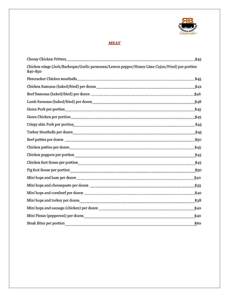 CateringRnb's tweet photo. Allow us to share our Appetizer Menu with you. You can place your order via email to rnbcateringtnt@gmail.com with the following information:
1. Date and time for your order
2. Location for items to be delivered
3. A contact number
#rnbctaring
#appetizers
#foodforthesoul https://t.co/NEsjuhp6ob