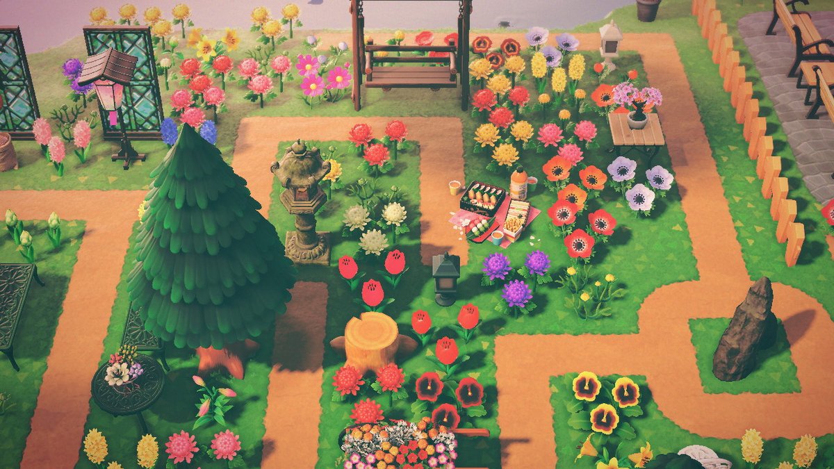 indebt2nook's tweet image. My new outdoor garden area. #AnimalCrossing #ACNH #NintendoSwitch #ACNHDesign