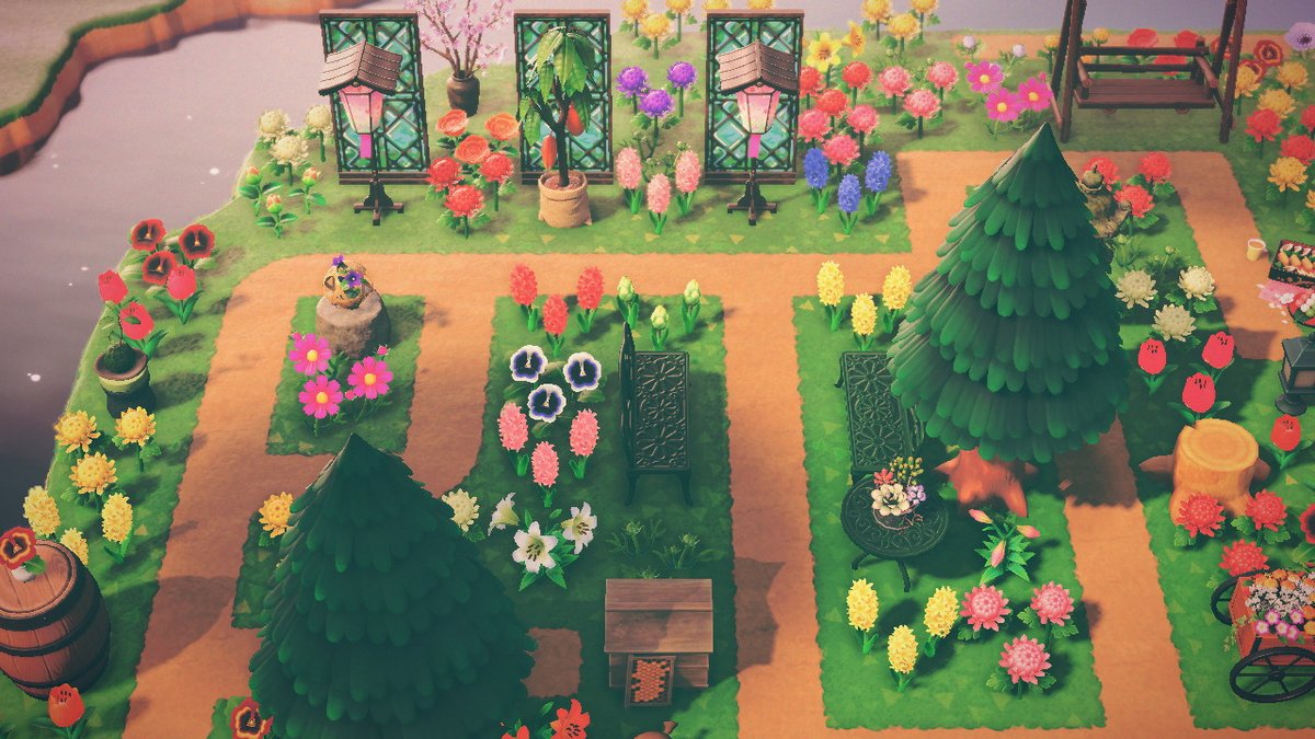 indebt2nook's tweet image. My new outdoor garden area. #AnimalCrossing #ACNH #NintendoSwitch #ACNHDesign