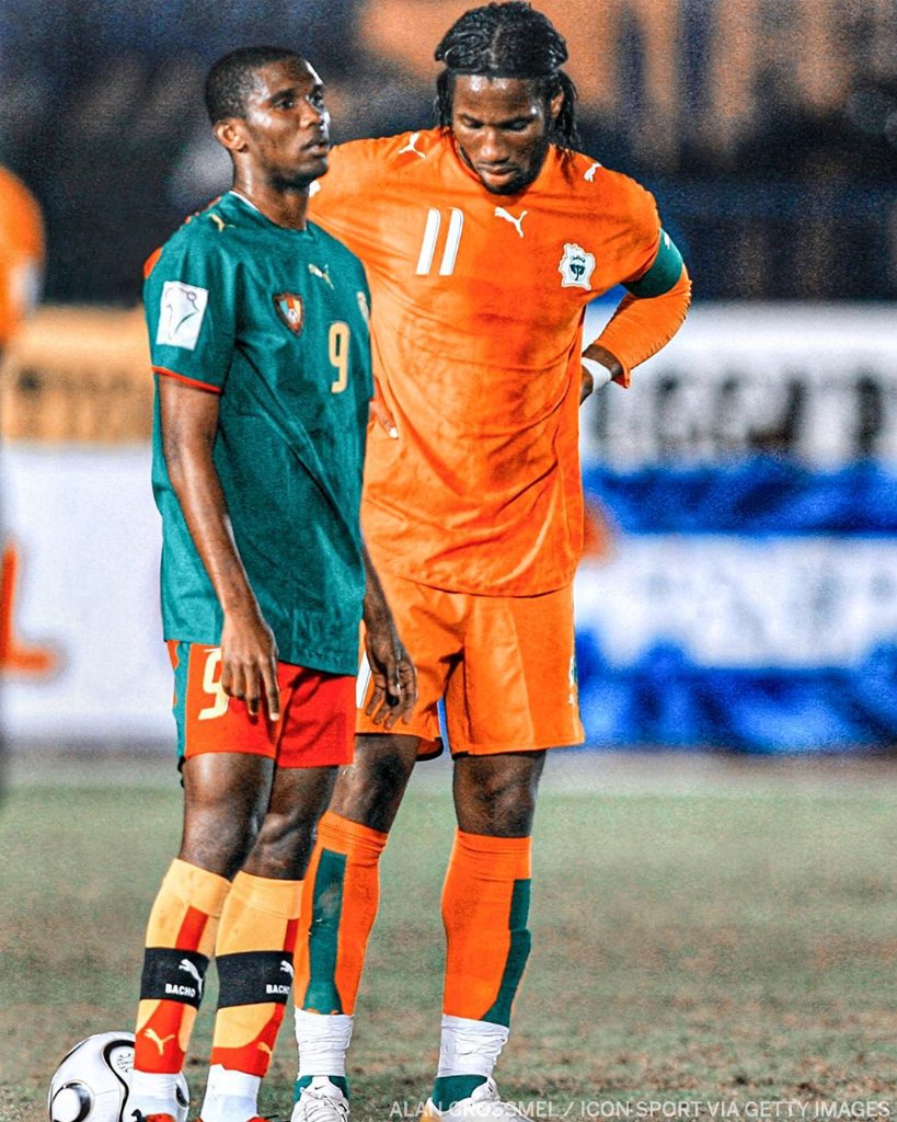 Samuel Eto'o. Didier Drogba.

Who was the greater African striker?