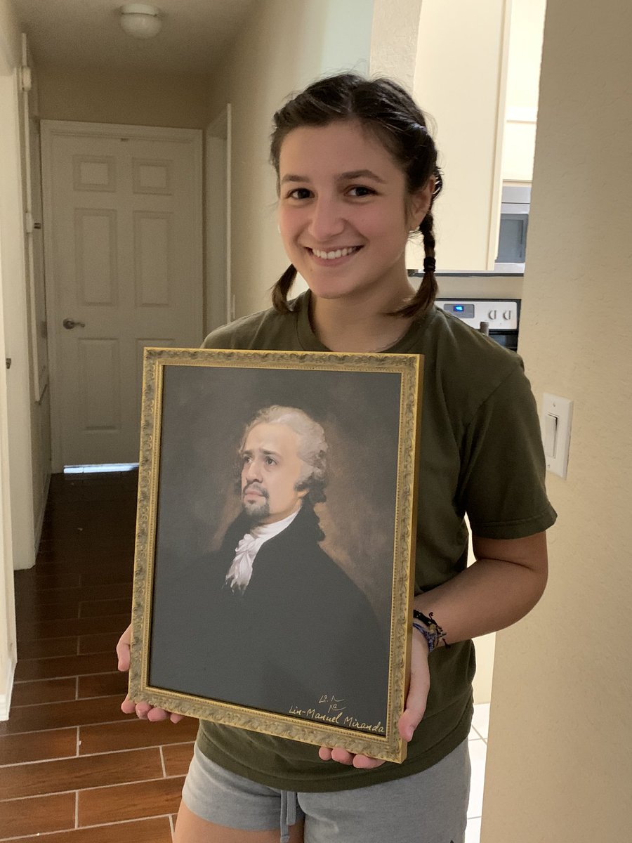 AllyPNJSC's tweet photo. They say that someday she will blow us all away! I think it’s safe to say she liked her graduation presents! @Lin_Manuel https://t.co/TnaDZZtM6E