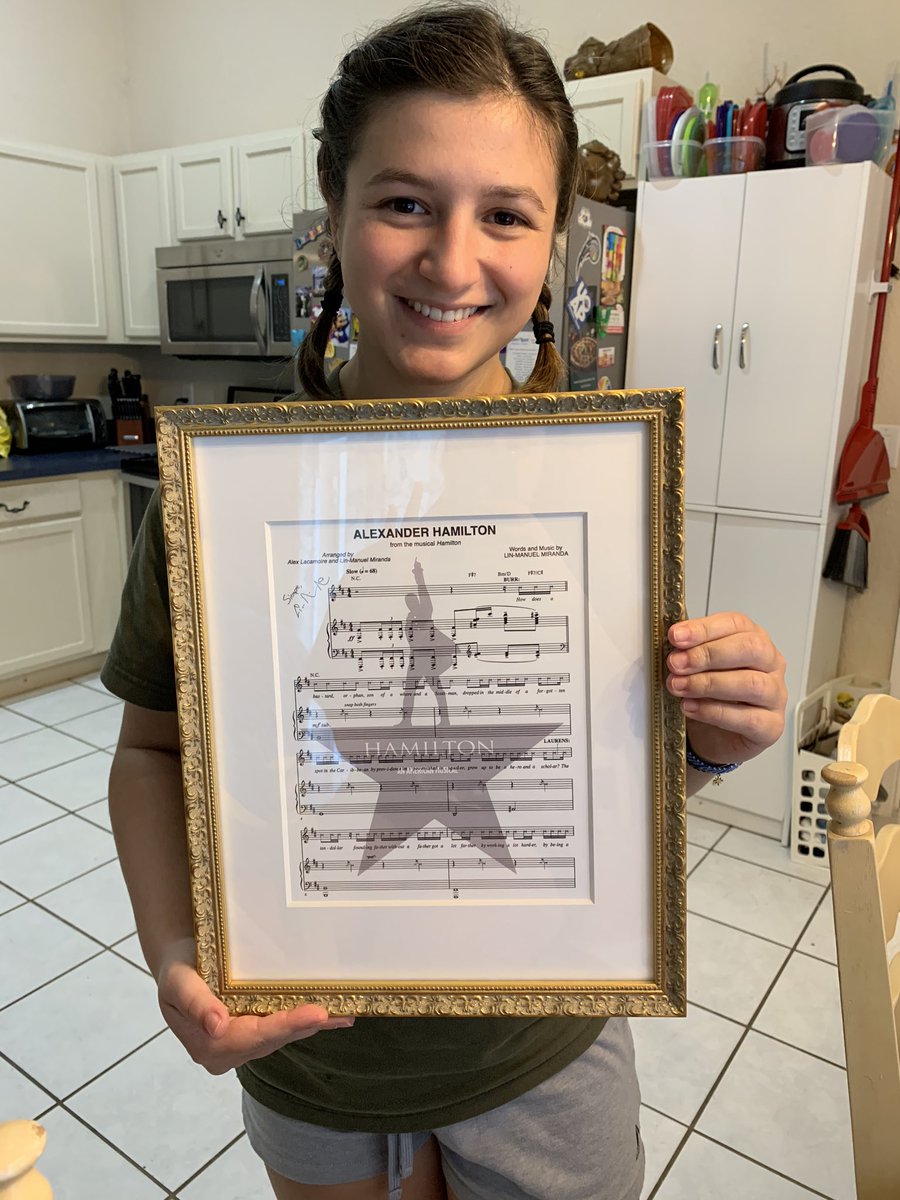 AllyPNJSC's tweet photo. They say that someday she will blow us all away! I think it’s safe to say she liked her graduation presents! @Lin_Manuel https://t.co/TnaDZZtM6E