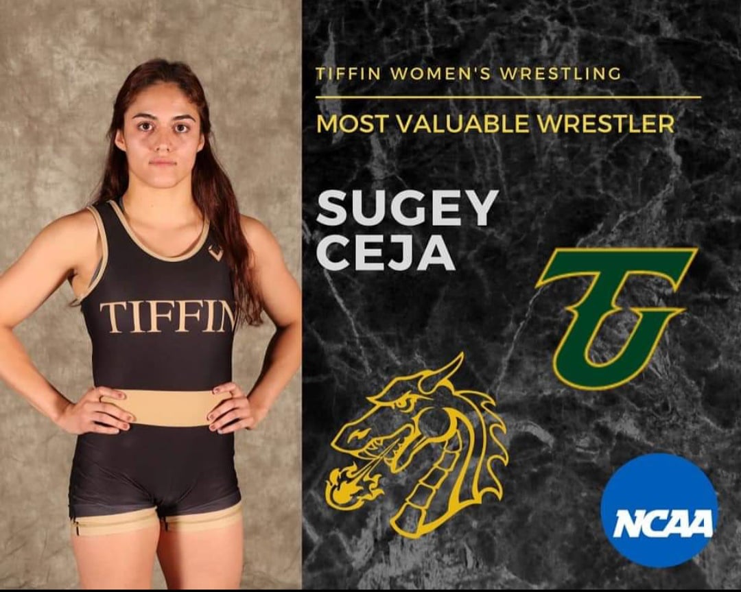 LADYPANTHERSWR's tweet photo. Congratulations to Sugey for achieving Most Valuable Wrestler for Tiffin Women's Wrestling! She not only was an NCAA Nationals Finalist, she also finished with a 3.9 GPA. She will always be our very own MVP! Great job Sugey, you continue to make us proud! #theCHS #panthernation https://t.co/U2rQOCwLPq