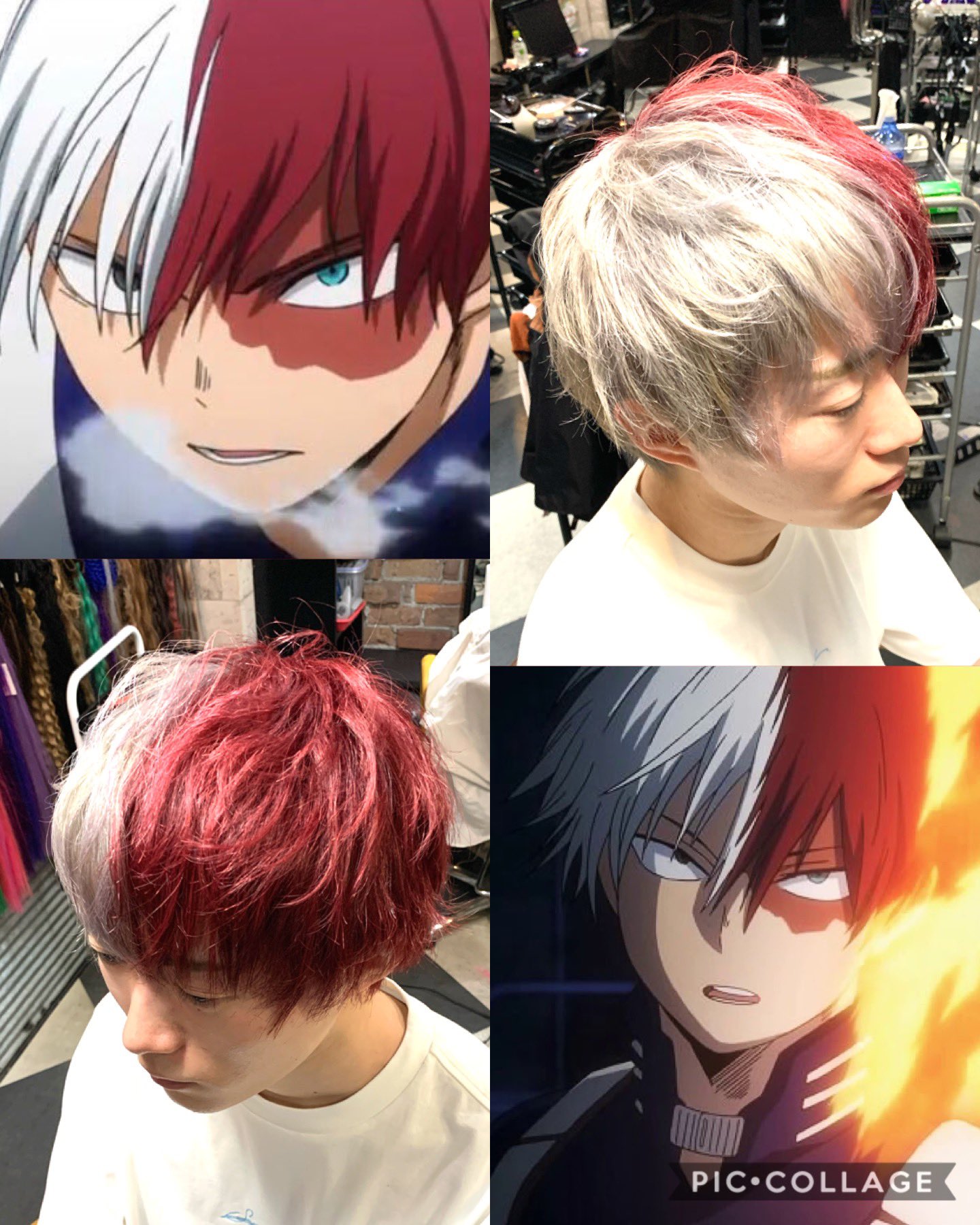 Twitter 上的 Kanapeso 圧倒的2次元 ヒロアカ 轟焦凍 ブリーチ2回ベースにツートンカラー カットはショートヘアベースで細かい束感が出るように 特殊系 派手髪 ヒロアカ 轟焦凍 2次元 アニメ ブリーチカラー 美容室 心斎橋 アメ村 トリック