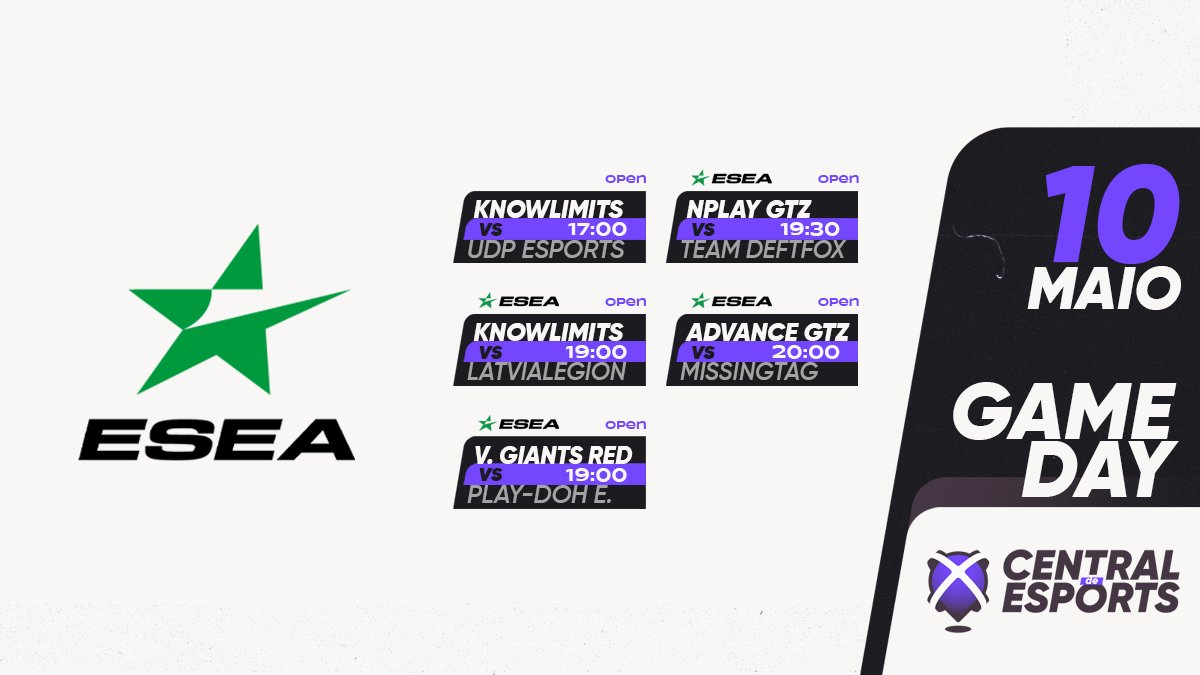 CentralDEsports's tweet image. HOJE na 🏆 @ESEA:

17h
🇵🇹 @kLimitsEsports vs #UDPeSports 🇷🇴

19h
🇵🇹 @kLimitsEsports vs #LatvianLegion 🇱🇻
🇪🇸🇵🇹 @GiantsGaming.Red vs Play-Doh eaters 🇬🇧

19h30
🇵🇹 @GTZBulls.NPlay vs @TeamDeftFox 🇩🇪

20h
🇵🇹 @GTZBulls.Advance vs #MissingTag 🇬🇷

👉 bit.ly/CDE-jogos

#CDEgameday