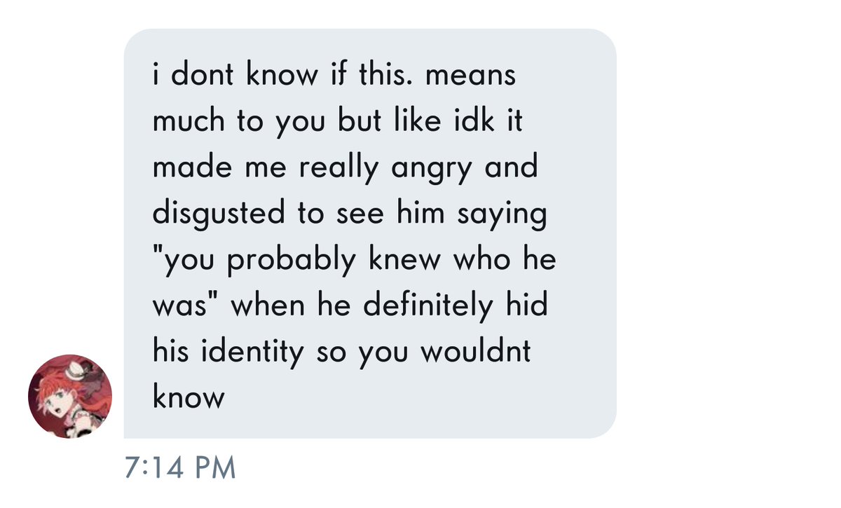 ADDITIONAL INFORMATION:as i stated earlier, Lev and I were in a server together while i was under the assumption he was a stranger. however, he, again, never made any implication that he was actually rintarxu, and even LIED about what his account was. even if he does have an