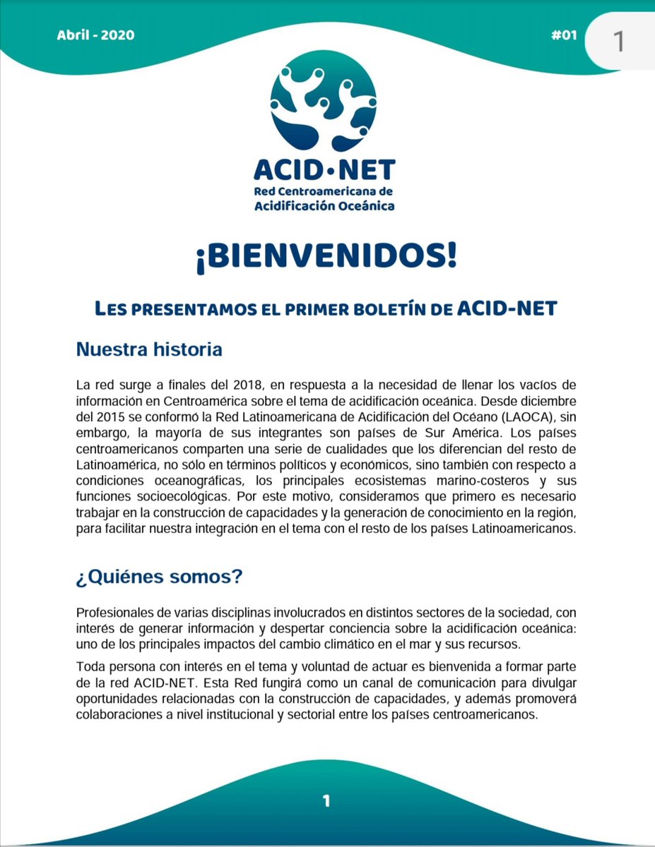 vergara_chen's tweet photo. Primer boletín de ACID-NET, la Red Centroamericana de Acidificación Oceánica, promoviendo la investigación y conciencia ciudadana sobre este problema ecológico del medio marino #AcidificaciónOceánica #ElSalvador #CostaRica #Panamá #CienciaEnPanamá #ColectivoDeEcólogos https://t.co/6GHMhiugql