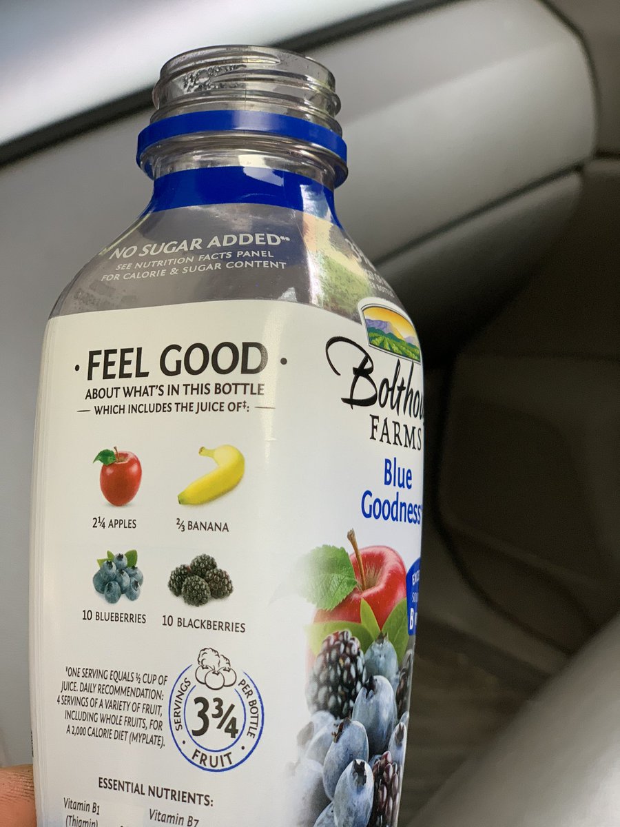 madansr's tweet photo. i turned the bottle slightly left and realized there isn’t as much blue goodness as the label made me think. feeling slightly cheated. #juice #bolthouse #berry #cheated #marketing https://t.co/HrEl5G4NGm