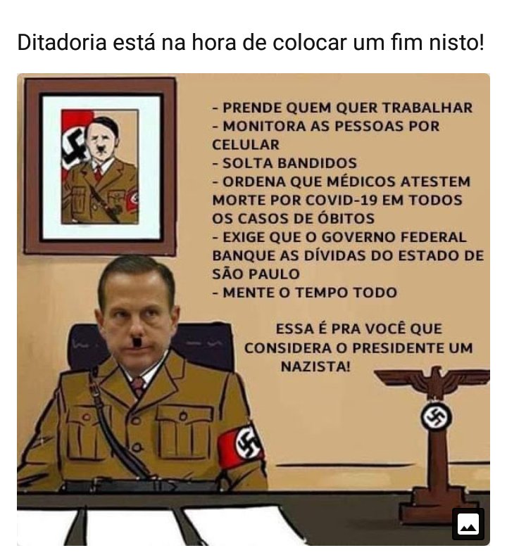 cabanha40's tweet photo. O ditador nazista de São Paulo!
#TodoPoderEmanaDoPovo #FechadoComBolsonaro #BolsonaroHeroi #ForaMaia #NãoVotemNoDEM #DerreteMBL #ForaAlexandreDeMoraes #ForaSTFDitador #QuemMandouMatarBolsonaro #ImpeachmentDoDoria https://t.co/Y5NgazBz5i