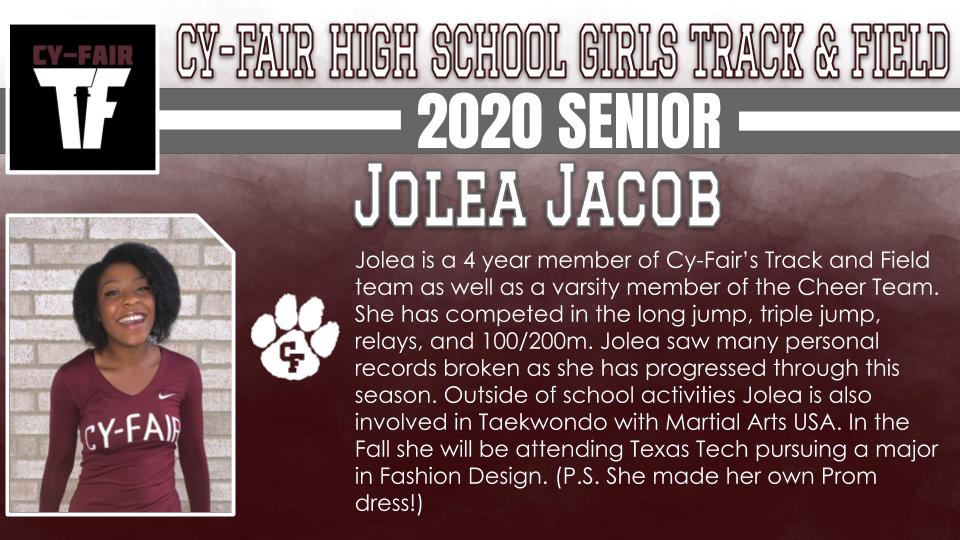 BFNDAthletics's tweet photo. Girls track is next as we continue to recognize the Class of 2020 Cy-Fair Bobcat athletes. Team members include Laura Toledo, Jolea Jacob, Oriana Gee and Lilan Henderson! #BFND #CFHS2020 https://t.co/sKo1eHqnic