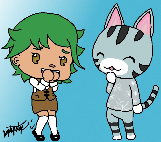PopTopStop's tweet photo. Lolly moved to my island and I'm over the moon about it. So here's a lame 20 minute drawing of my villager fangirling over her. https://t.co/nzFCSwvWLn