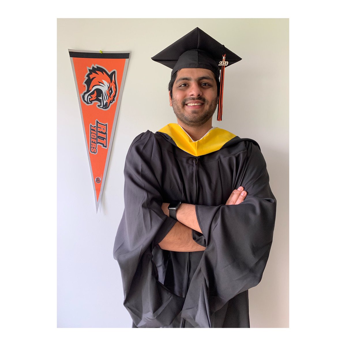rhareshk's tweet photo. I graduated today from RIT. It was a great journey. Glad I took this path. It was snowing outside to make today perfect :) #RITGrad2020. Graduated in times of #Covid_19. https://t.co/a0D1fA5Ogm