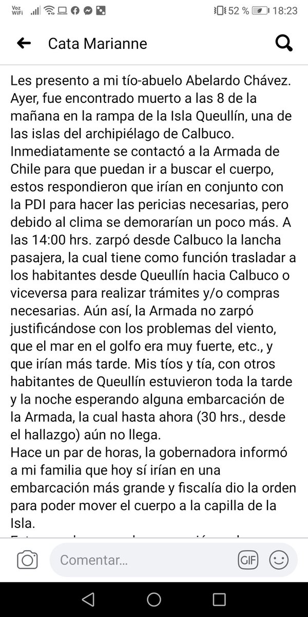 Cattamarianne's tweet photo. El trato hacia el tío Abelardo ha sido indignante. Como familia sabemos que si hubiese sido alguien con plata la @Armada_Chile agota todos los recursos.
#Calbuco
#Queullin
#COVID2019chile
#ComisariaVirtual
#HabiaUnaVezTVN
HASTA QUE LA DIGNIDAD SE HAGA COSTUMBRE.
FAVOR RETWITTEAR https://t.co/d3lFsM1TCp