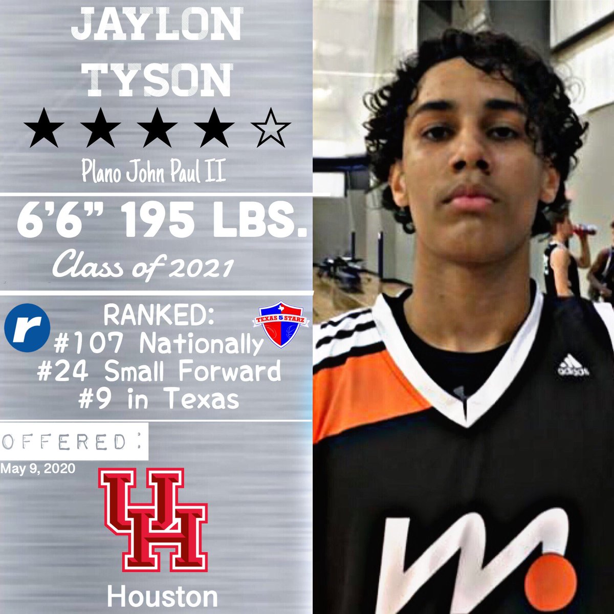 BJenkins247's tweet photo. Four-star wing Jaylon Tyson has been offered by the University of Houston coaching staff. #GoCoogs 
@jaylontyson https://t.co/PbBBTHJL9O