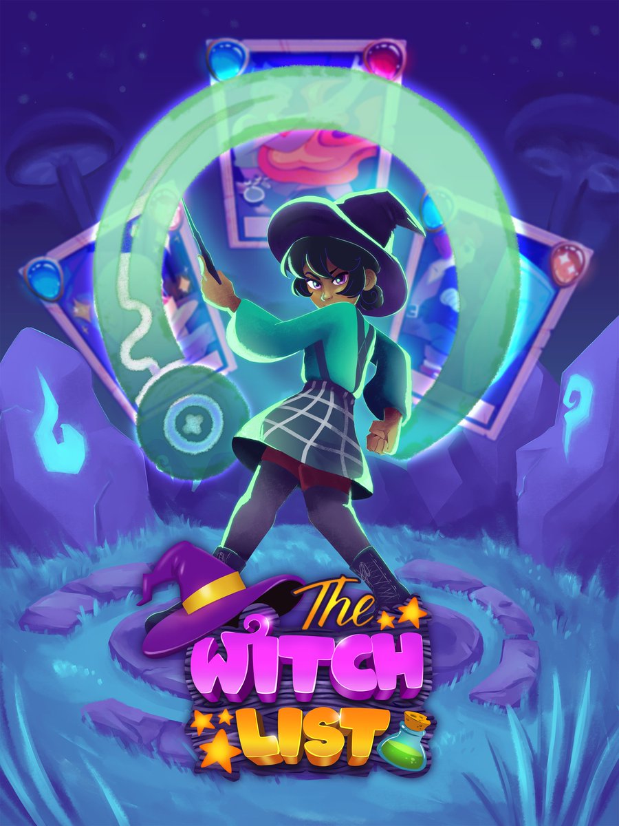 TheWitchList_'s tweet photo. We're so excited to showcase our game next week at the @USCGames Expo! Peep our key art featuring our main character and spell-casting 👀 https://t.co/S3hhYfnHNZ