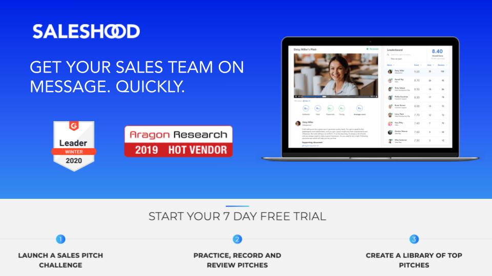 saleshood's tweet photo. Get your teams on message and practicing their pitch. We have live-broadcast on May 14th at 12PM for you to hear from an amazing practitioner. You can sign up here.
https://t.co/vrR0mKgO7n

Plus - Take advantage of our free Pitch Practice trial offer.

https://t.co/tKVNRi0P6M https://t.co/TVv0hdX6zw