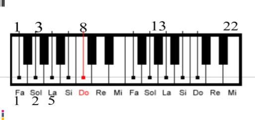 También encontramos la sucesión en la música, tenemos los números de Fibonacci en la escala natural: 13 tonos de octava a octava, 8 teclas blancas (tonos) y 5 teclas negras (semitonos), divididos en grupos de 3 y 2.