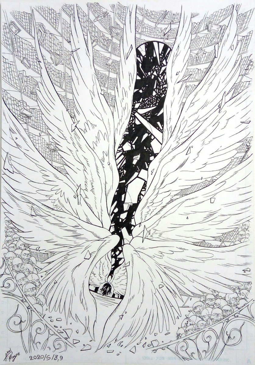 Axel Mage 漫画 大天使 覚醒 オリジナルの絵 ペン入れ Archangel Awakening Original Drawing Inking 漫画 Manga 絵描きさんと繋がりたい イラスト好きさんと繋がりたい イラスト Drawings 漫画イラスト Mangaart アナログ