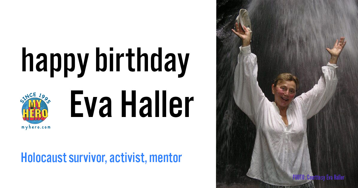 myhero's tweet photo. Happy 90th (!) birthday #EvaHaller! Taking inspiration from the death of her brother John, who was killed by the Nazis, she devoted her life to helping others. 

https://t.co/8Q8CLJWDWM https://t.co/g7iqVaPOUj