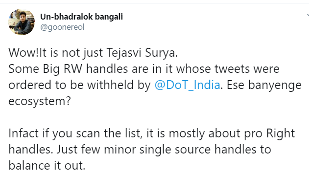 I mean no disrespect to him. An amazing RW handle, bt this (& comments in his tweet) shows another fault line in RW, which LW uses very well and enjoy show laughing. This looks like as if we are in this fight just because we feel we have blind support from Modi govt.