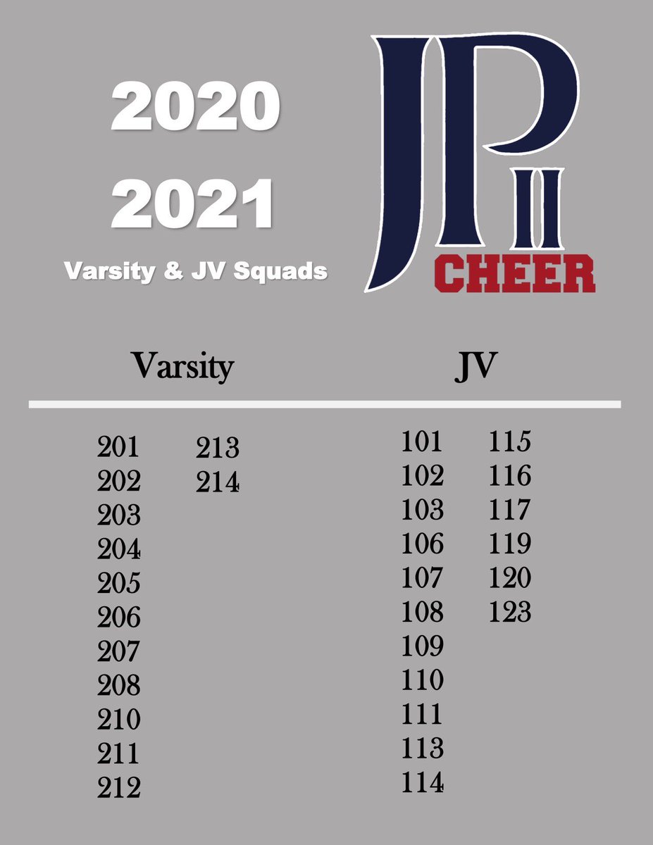 Congratulations to our 2020-2021 JPII Cardinal Cheerleaders!