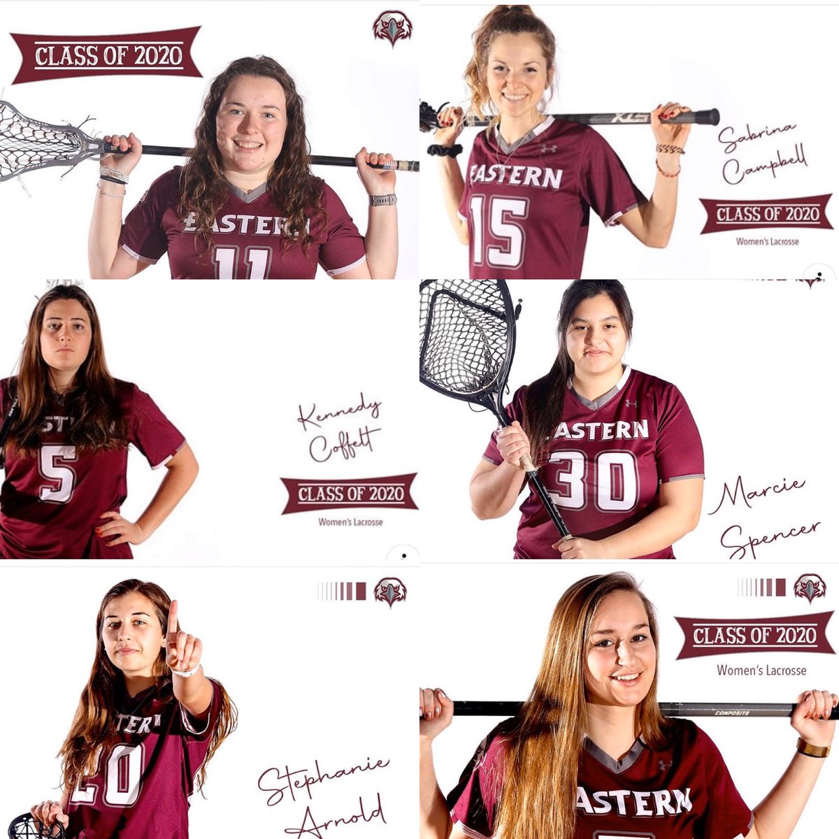 EasternWLAX's tweet photo. Congrats to our 6 seniors on your graduation! You will be missed! ❤️ 🎓 https://t.co/dlv697xAy2