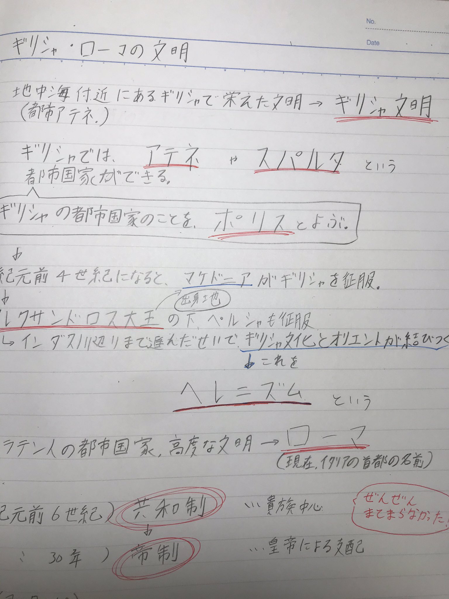 なーぁ こちらは中学一年生社会科です ギリシャ ローマ文明のについてまとめられています 他にも協力してくれる人がいらっしゃたらdmかリプにてお願いします 詳しくはプロフ 固ツイを見てください 勉強 勉強苦手 勉強したい 不登校 文明 社会