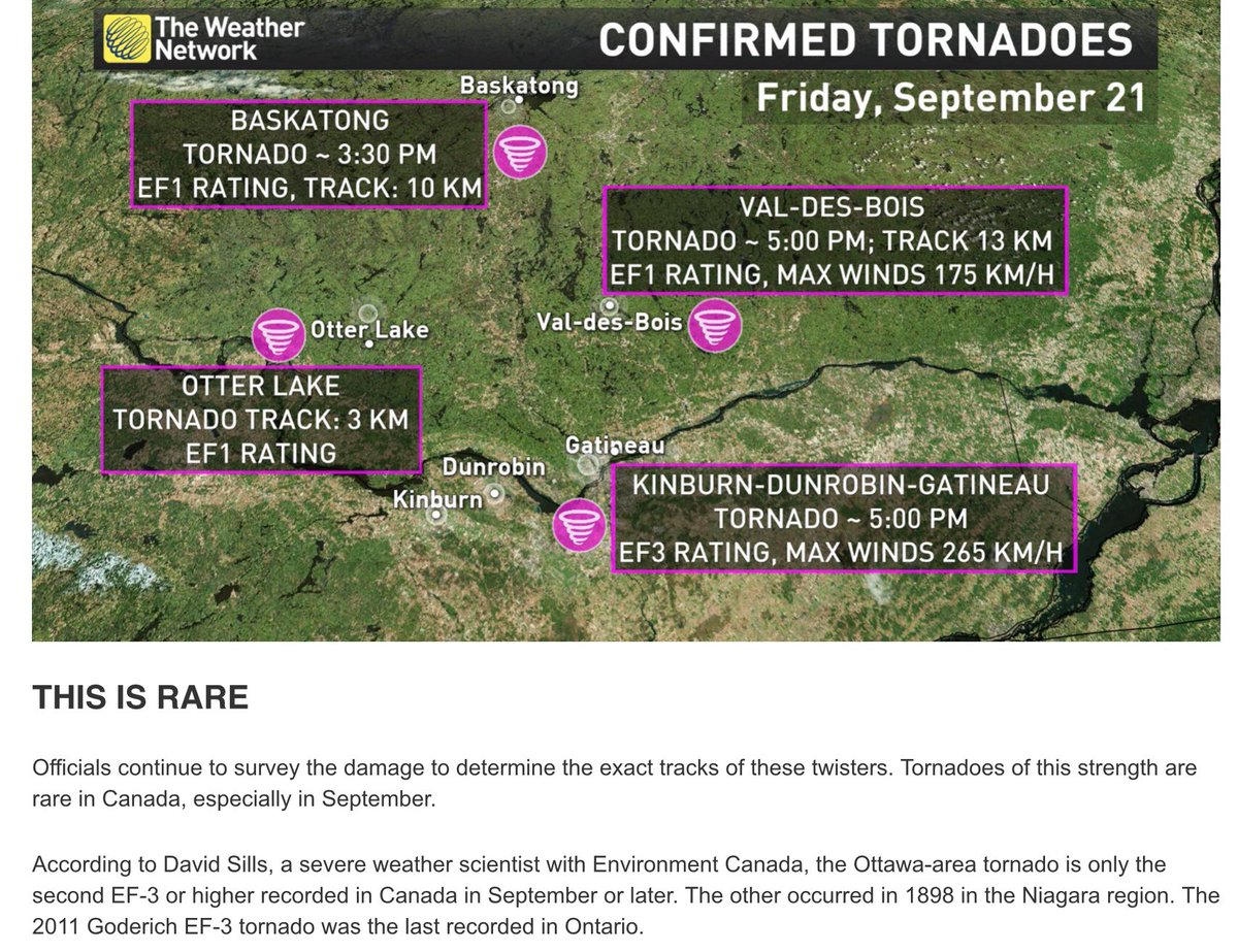 An anomaly happened, 6 tornadoes attacked on September 21, 2018=9-(2+1=3) (2+1+8=11)=93/11  #Cult93. See the satanic numbers?  at all the satanic # in the times, wind speeds, tracks. Stay with me here....the biggest ripped up the river & into Gatineau Park near Pink Lake.