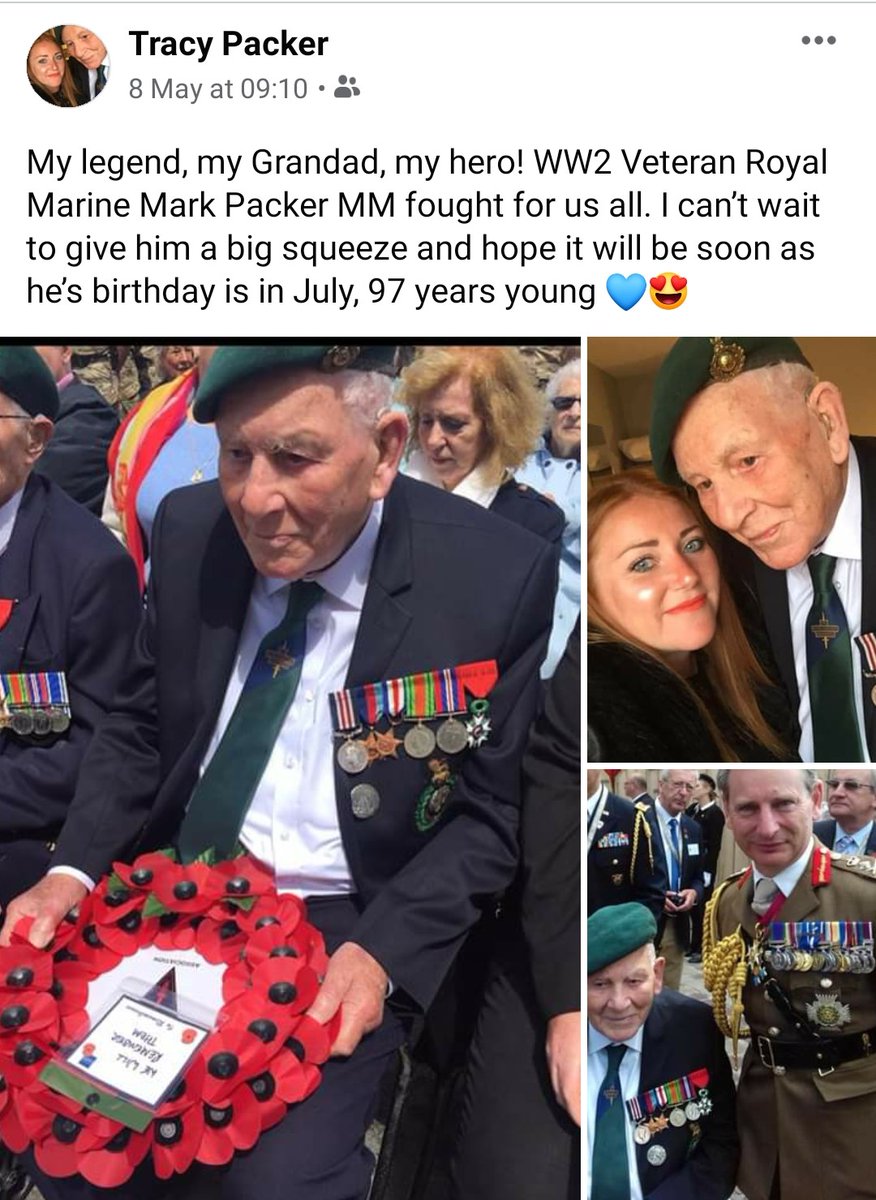 47_commandos's tweet image. #ChuckHarris sat alone yesterday celebrating #VEDay75 #MarkPacker with his granddaughter and also #HarryPrescott and #KenParker #47RMC