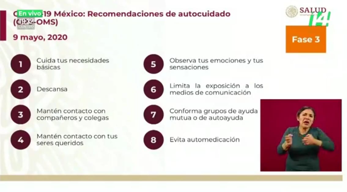 canalcatorcemx's tweet photo. #ConferenciaCovid | El Dir. Gral del #CONAVID, Jorge Julio González Olvera, expuso las siguientes recomendaciones para el personal de salud ante una situación de estrés prolongado. Destacó los descansos activos, comunicación entre compañeros y familiares y buena alimentación. https://t.co/28S0tXVjfp