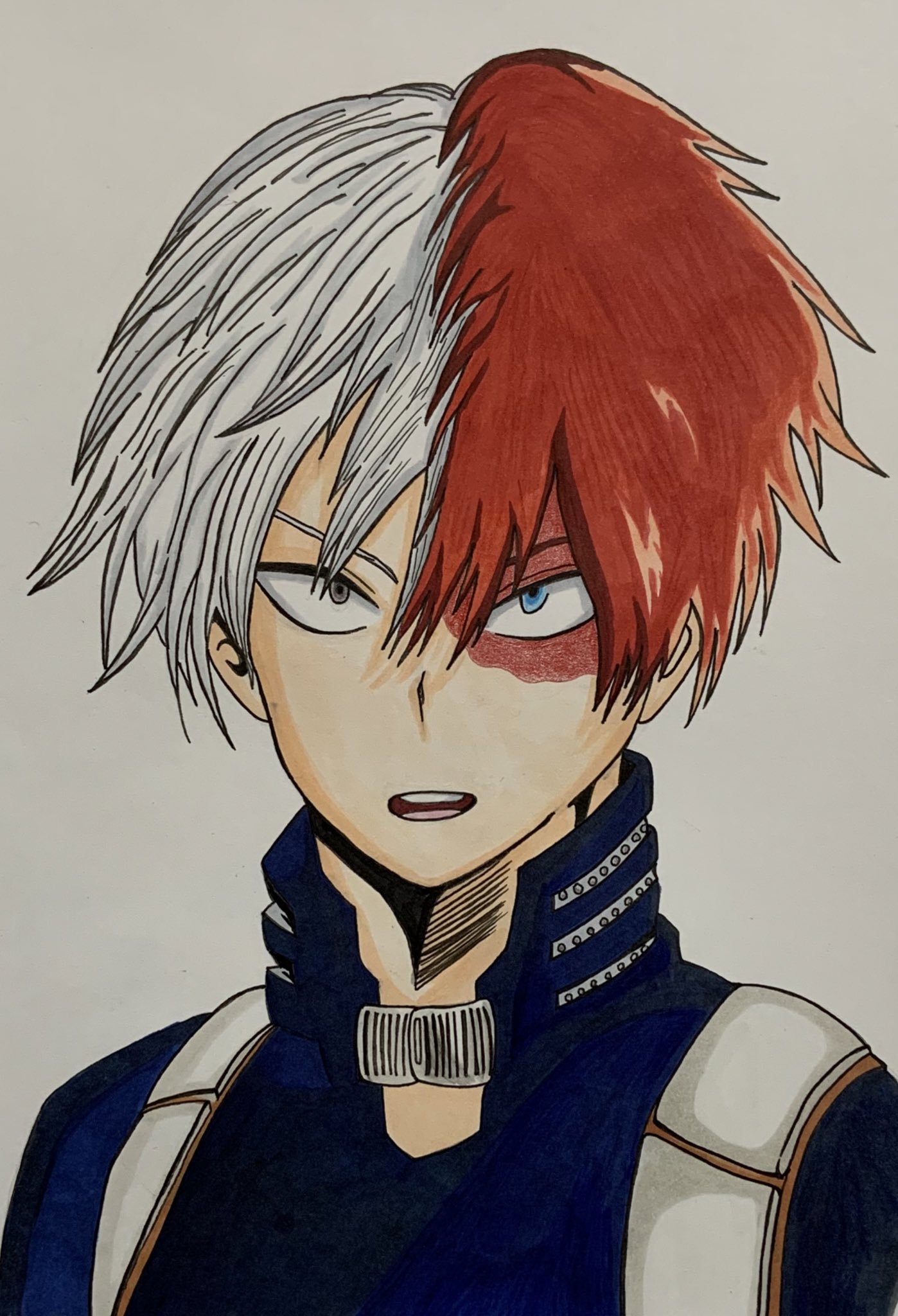 シュー 轟くん描きました ただ正面向いてる轟にこんな苦戦するとは まだまだですが見ていって下さい まだ練習しよ W 轟焦凍 ヒロアカイラスト 堀越先生は神 T Co Q3hnr00r Twitter
