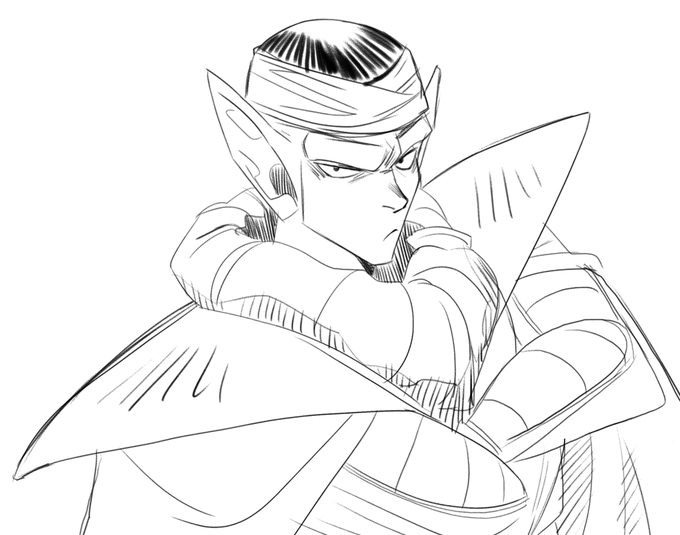 i accidentally spent most of the day working on something else but i heard that the 13th is also a piccolo day? i'll try to get this done for that. for now though luv u green husband ?? 
