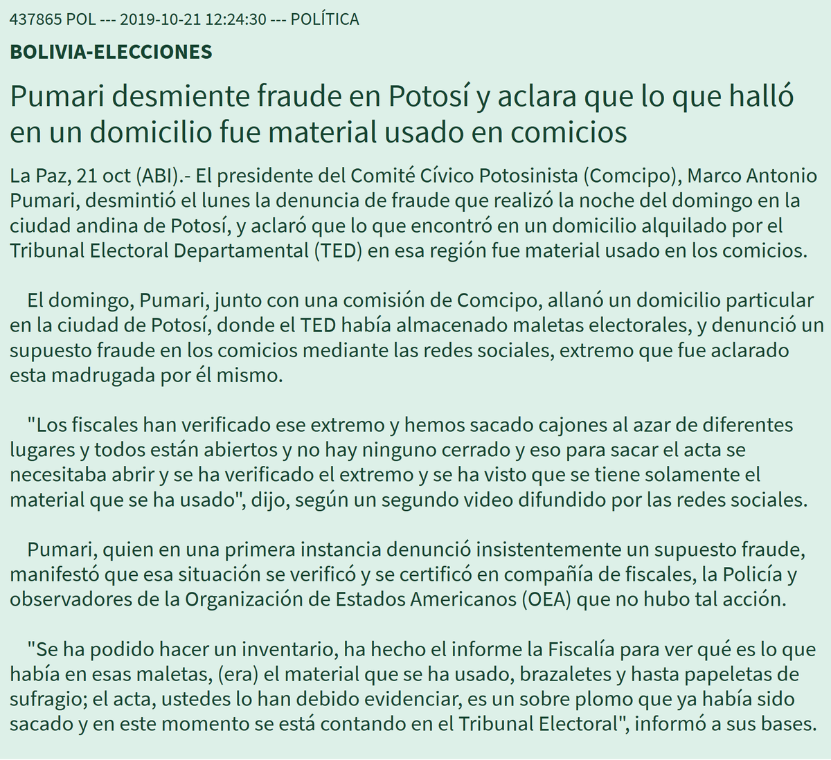 futurebum's tweet photo. ¿Alguna vez te han enviado ese vídeo de Pumari rodeado de maletas electorales, denunciando fraude? ¿Sabías que el día siguiente Pumari desmintió esta denuncia? (Horas después, incendió el TED de Potosí.)
https://t.co/URTmKqgtv8 https://t.co/gg9QD8ncZa