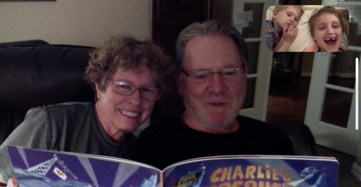 schubertheather's tweet photo. @johnkrasinski @somegoodnews #SomeGoodNews my parents are staying connected by reading bedtime books to our boys via FaceTime. Grandparent love. https://t.co/sqa7HsVR9h