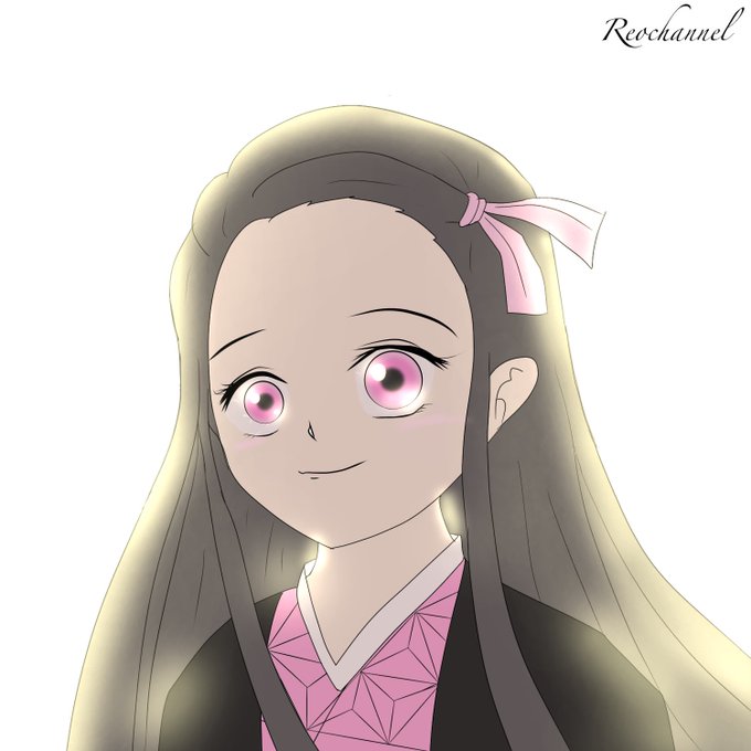 歌絵師れおさんがTwitterに投稿した竈門禰豆子(鬼滅の刃)のイラスト。