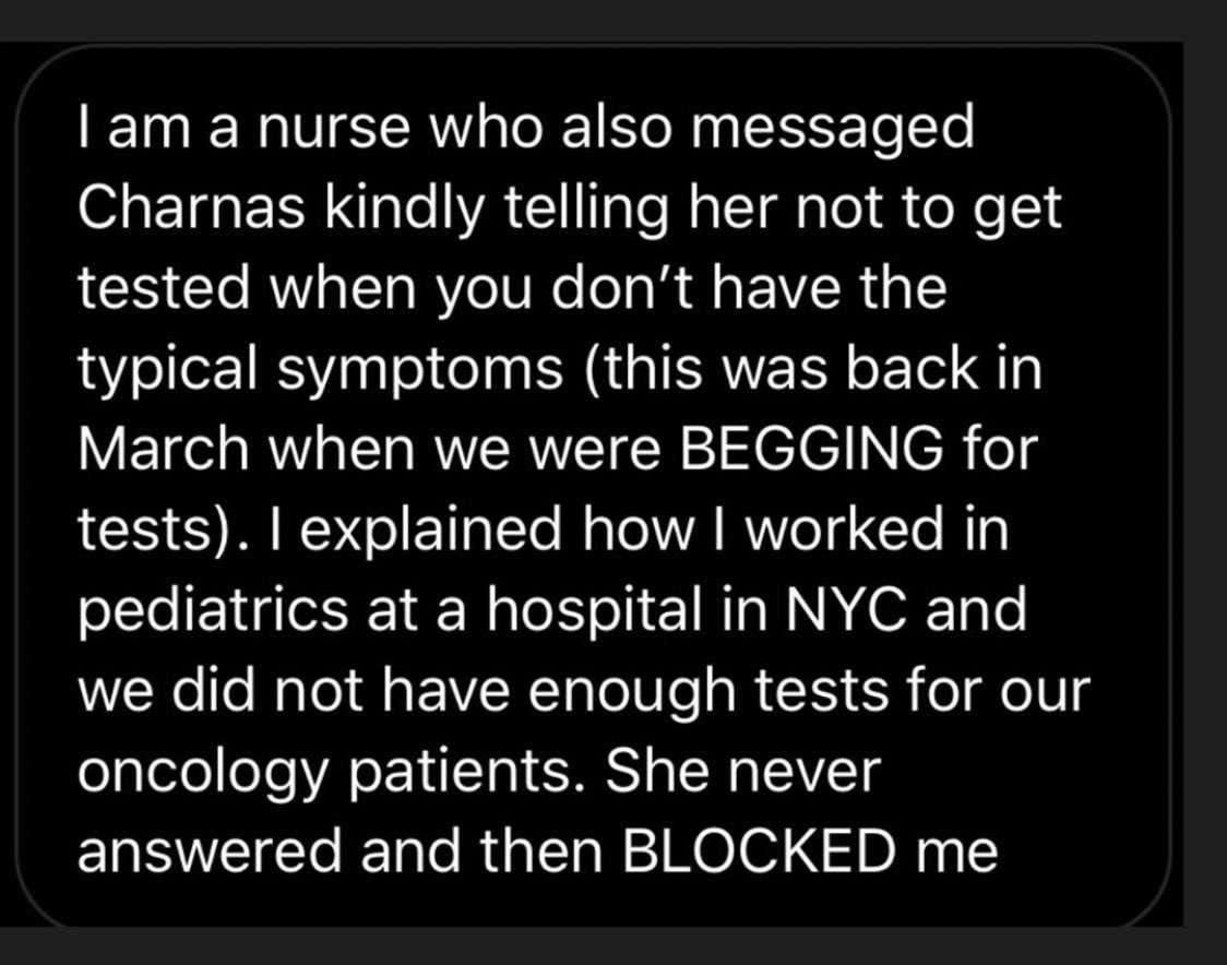 We’re going to get into why Arielle still doesn’t get it, but first, a few messages from longtime fans Arielle blocked for different reasons. Many of whom were nurses, healthcare workers, and MAJOR fans of hers.