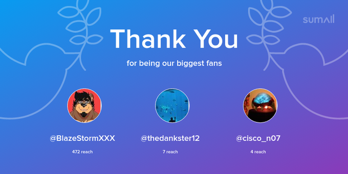Our biggest fans this week: BlazeStormXXX, thedankster12, cisco_n07. Thank you! via https://t.co/4Zd6Me12zB