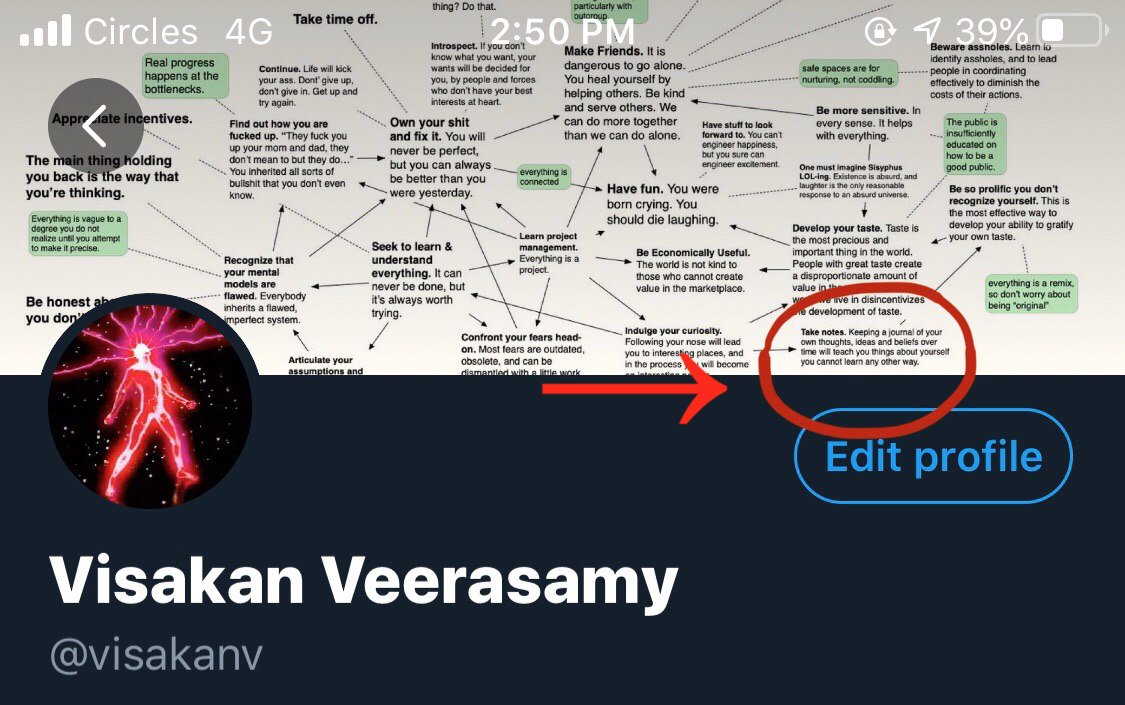 I use twitter heavily as an extended mind; quote-tweets are just a fantastic feature. And/but it's always been important to me to work from first principles, so that I can always restart from scratch anywhere anytime. I can revert to paper if I have to: https://twitter.com/visakanv/status/1198512155546402816